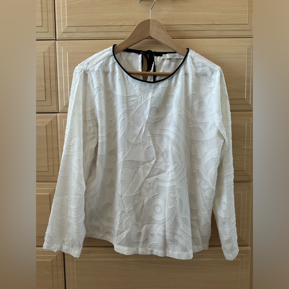 LOFT sheer flowy white top